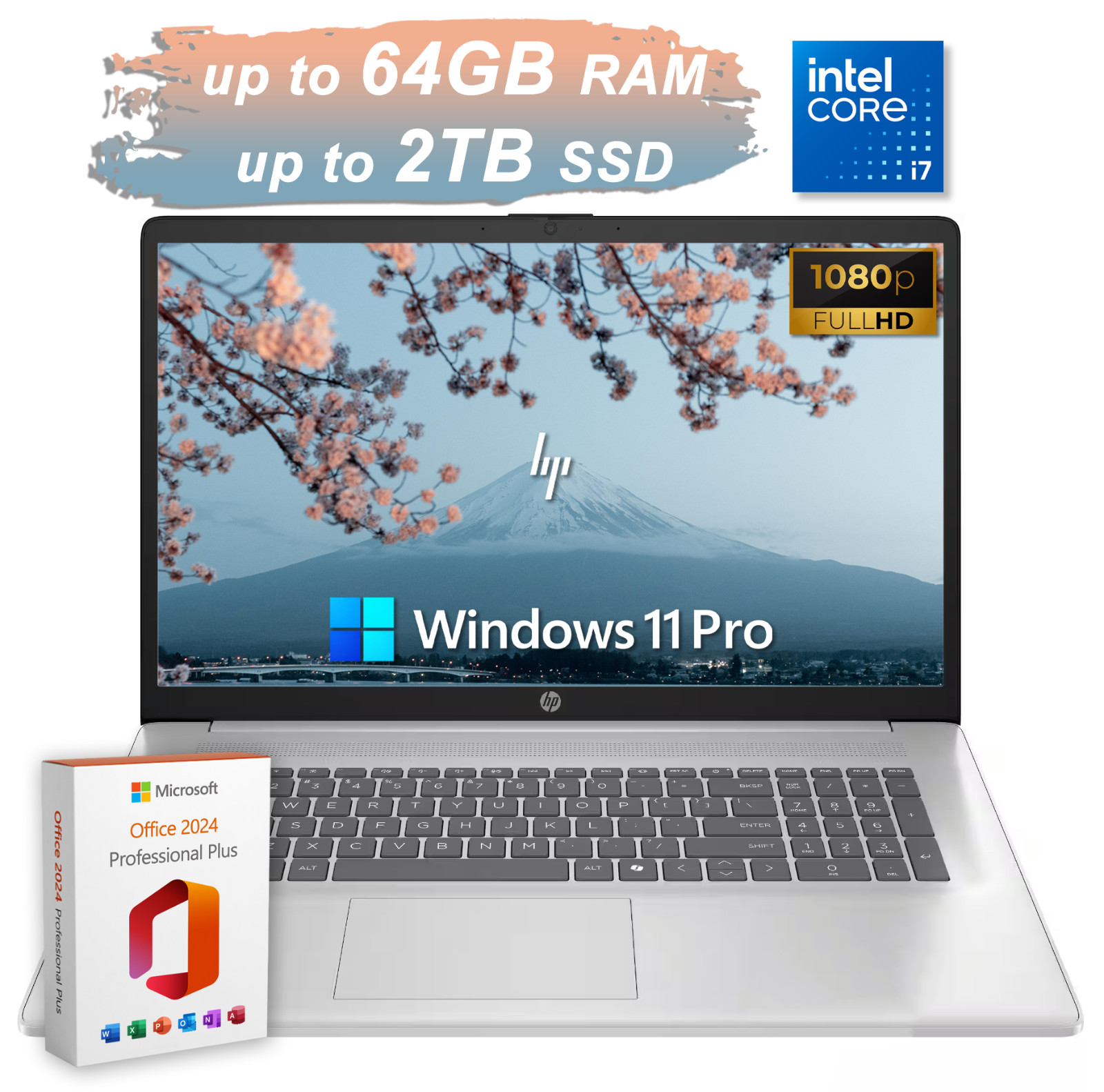 2026 HP Laptop Computer 17.3" 10-Core Intel i7 Upto 64GB RAM 2TB SSD Office 2024