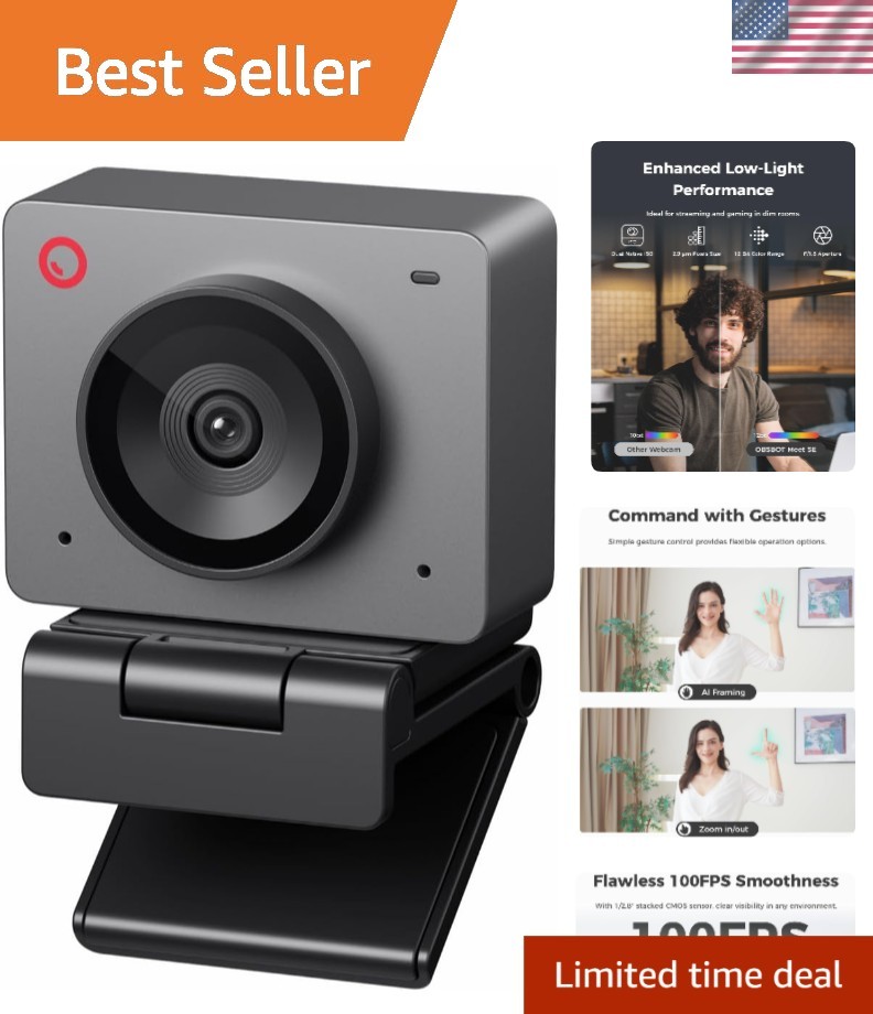 Meet SE 1080P 100FPS Webcam for PC, AI Framing Streaming Camera