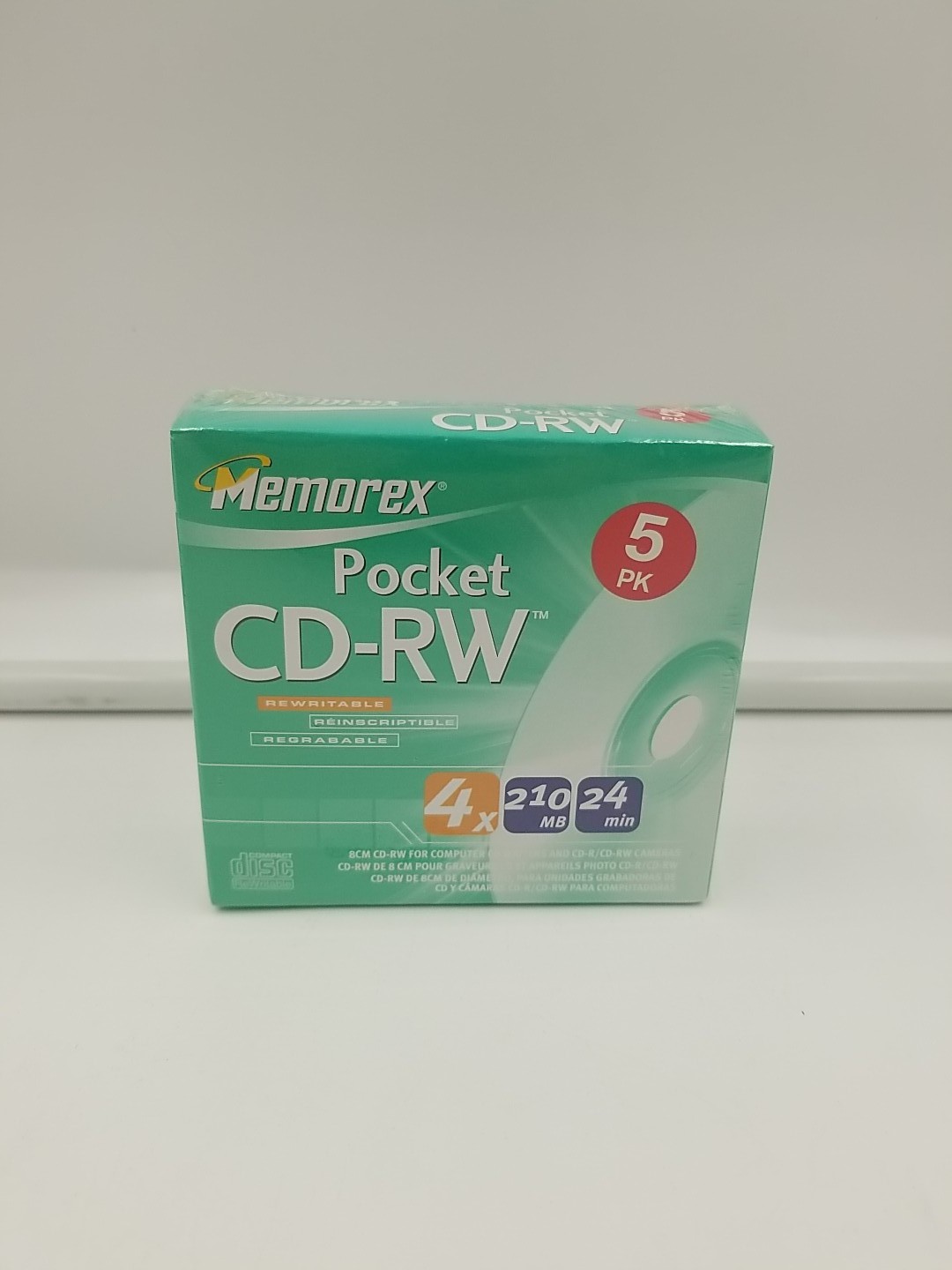 Memorex Pocket CD-RW 5PK - 8cm - 4x - 210Mb - 24 min / New & Sealed