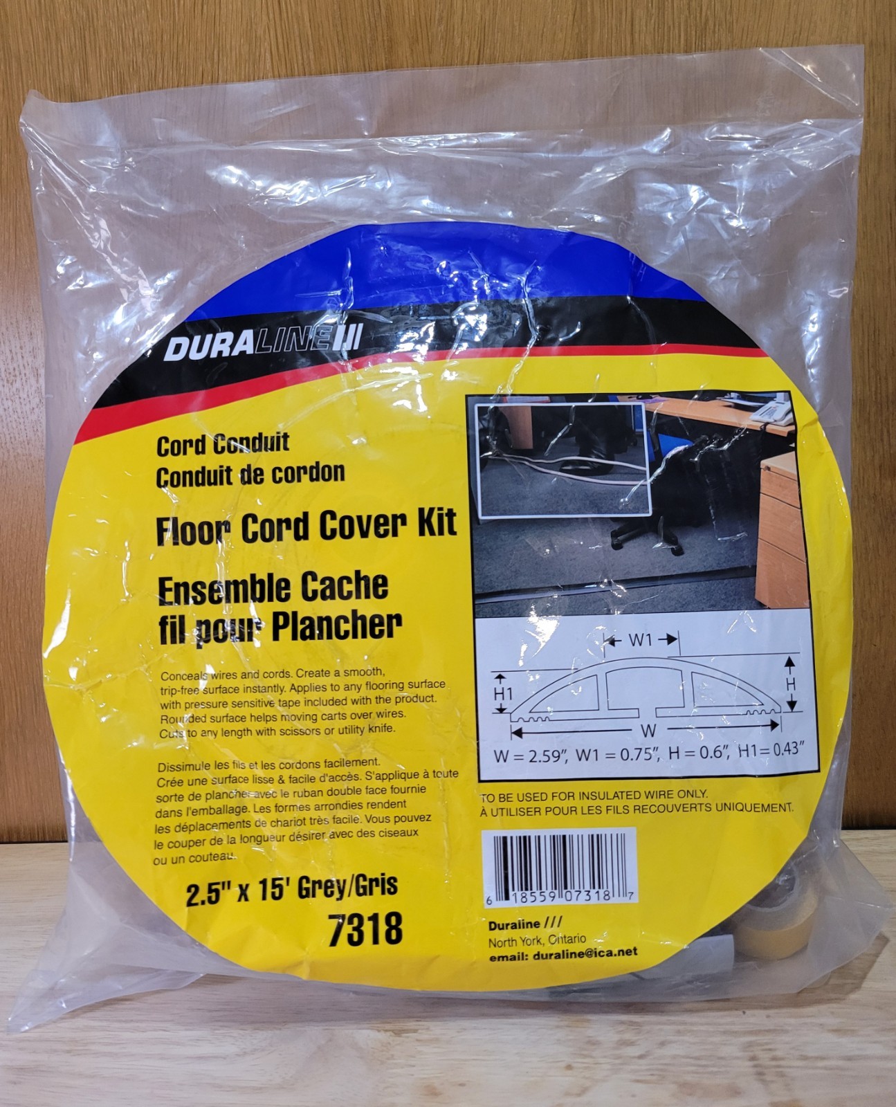 Duraline 7318 Wire Cover Kit for Floor - 2.5", x 15' - Grey new sealed