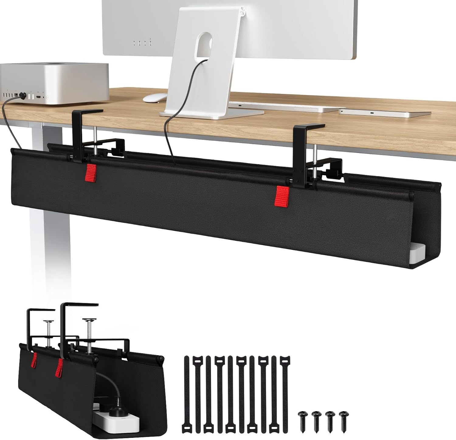 Univivi No Drill under Desk Cable Management Tray, 36 Inch Cable Management | Cl