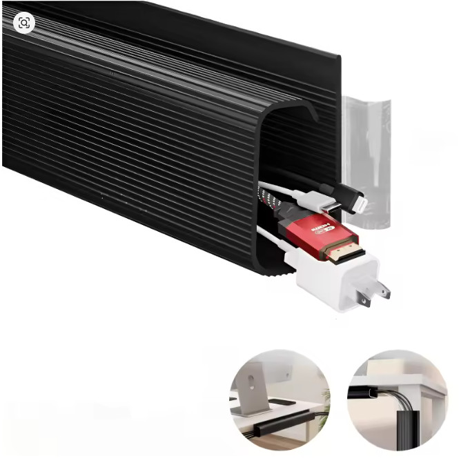 Under Desk Cable Management Tray No Drill Self Adhesive Wire Organizer Black 1PC
