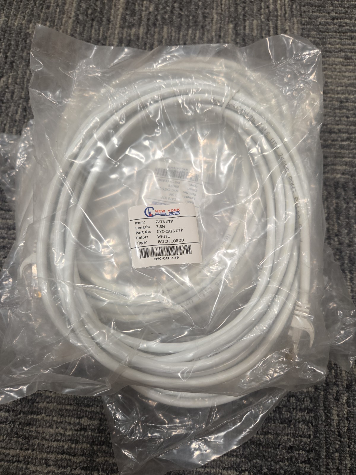 7 Bags of New York Cables brand Cat6 UTP  11.5 feet long