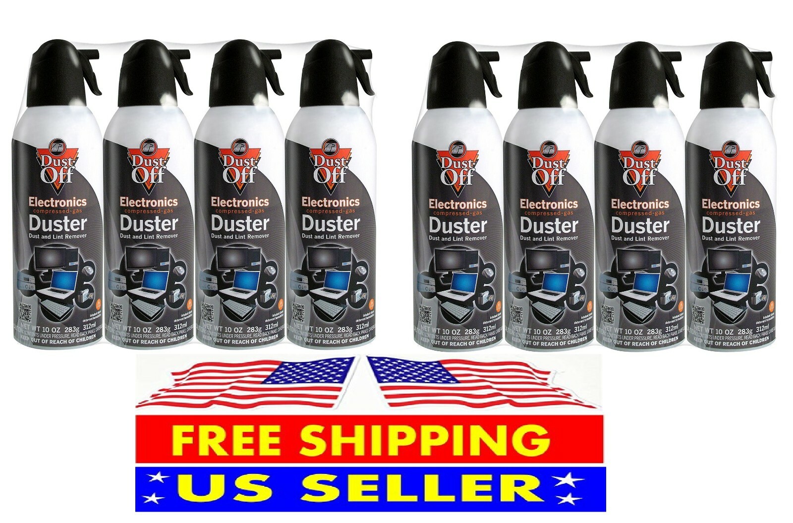 Falcon Dust Off Duster Compressed Canned Air 10 oz. Cans Dust Remover - 8 pack  