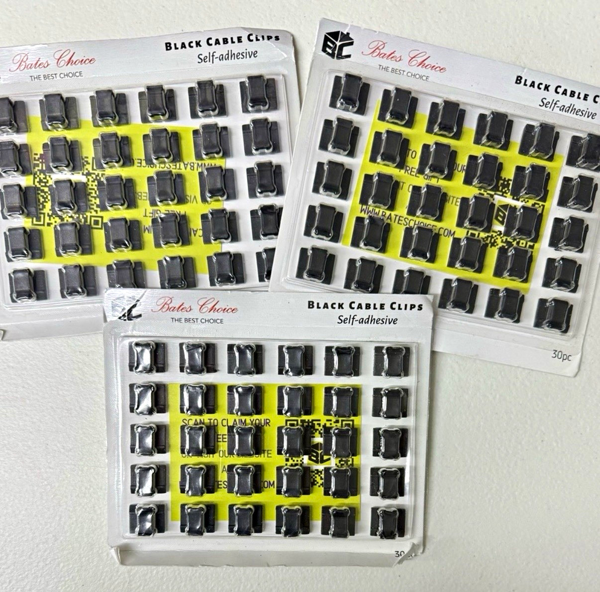 Bates Choice Black Adhesive Cable Clips Cord Wire Management Organizer 90pcs