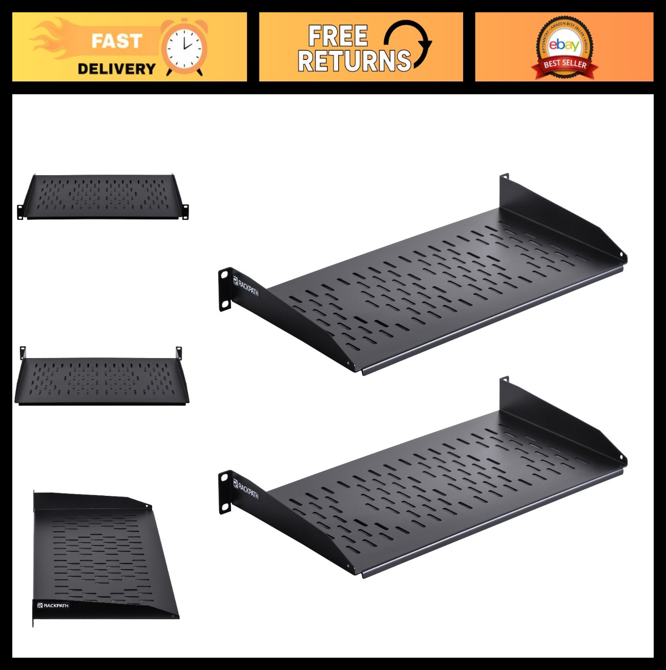 1U Cantilever Universal Rack Shelf - 10in Deep