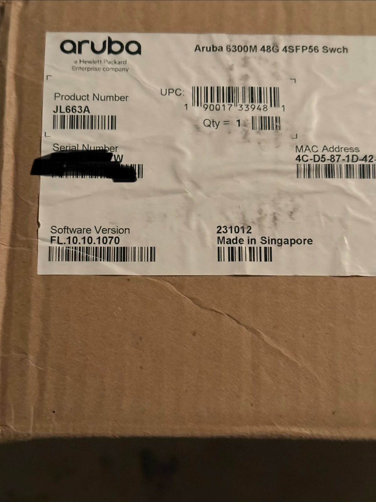 NEW JL663A HPE Aruba Networking 6300M 48-port 1GbE and 4-port SFP56 Switch