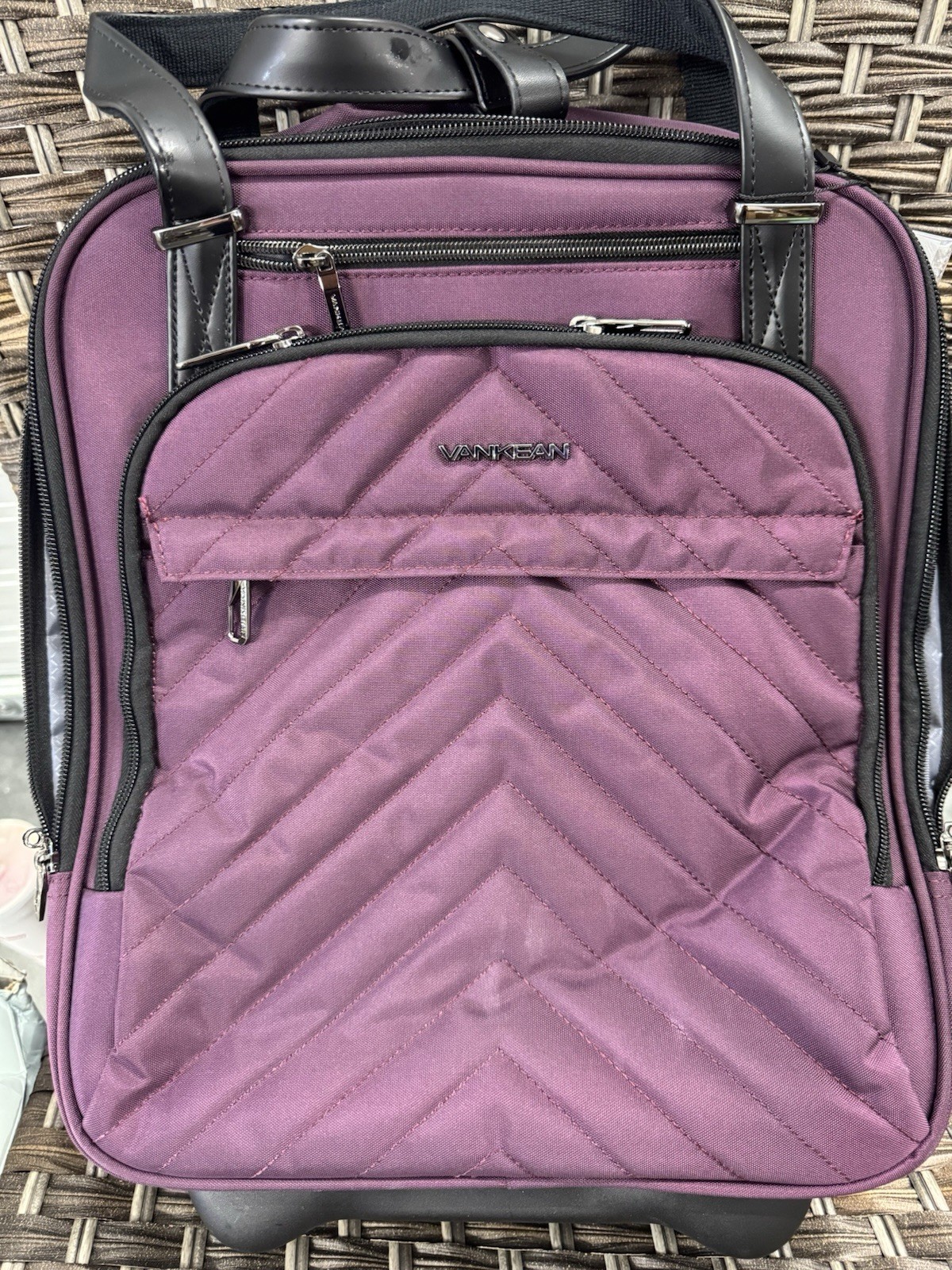 VANKEAN 17.3” Rolling Laptop Bag Purple RFID Carry On Business Briefcase w/ Lock