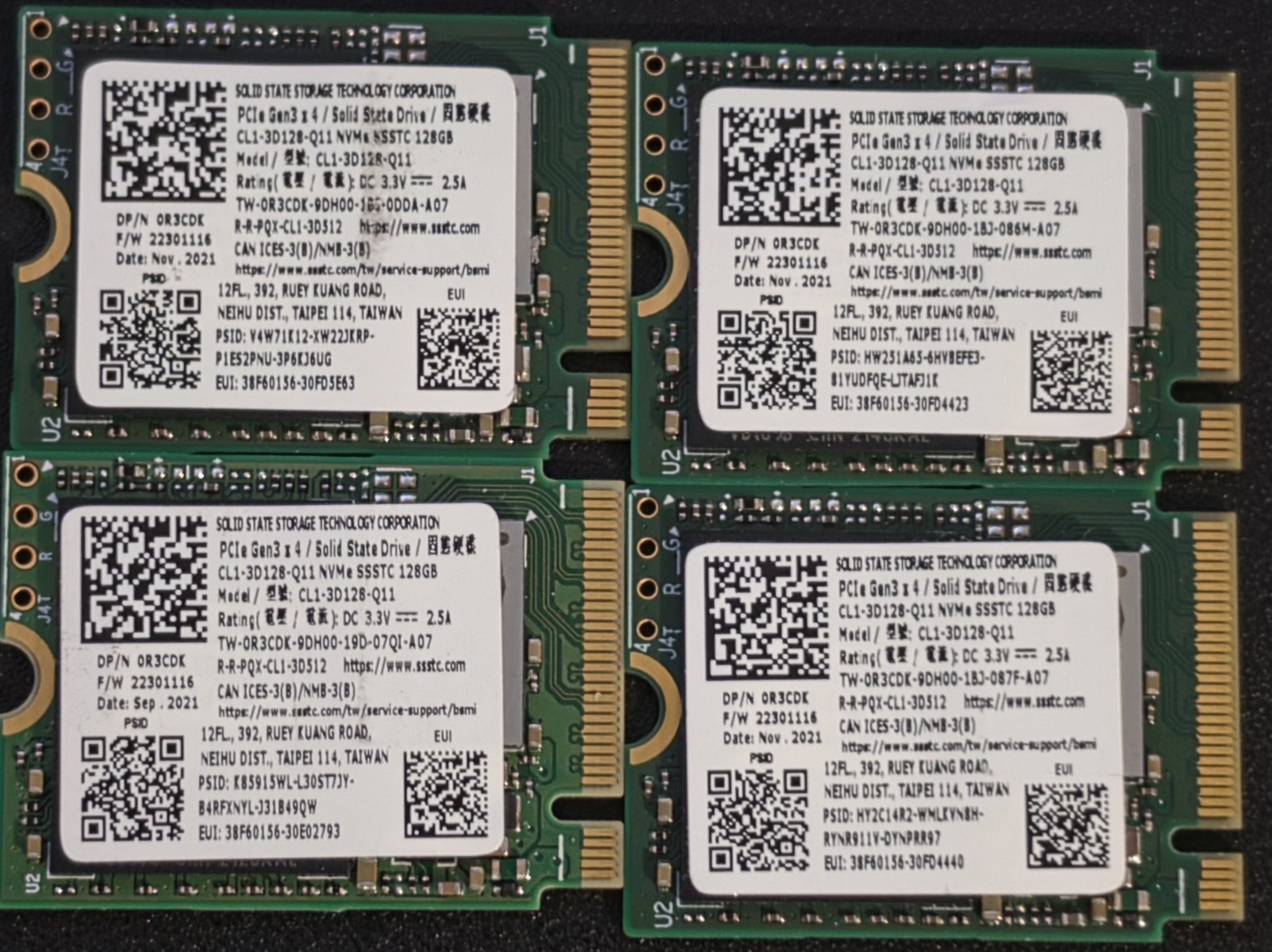 Solid State Drive Dell 0R3CDK (Sssct/ Lite-On CL1-3D128-Q11) 128GB SSD lot of 4