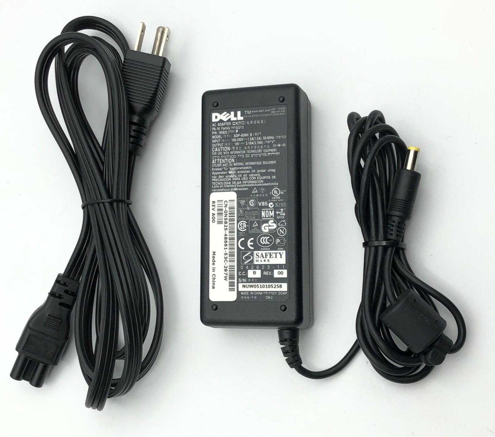 Genuine Dell AC Adapter For Inspiron 1200 1300 2200 Laptop Charger 60Watt