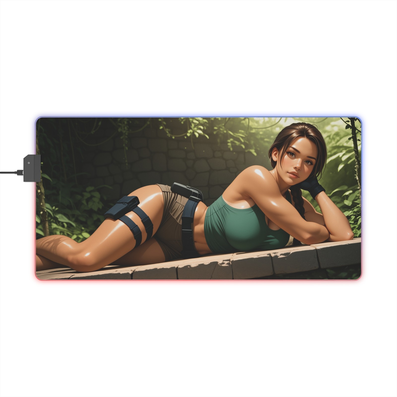 Lara Croft LED RGB Desk Mat – Tomb Raider Pad, Huge HD Gaming Surface Glow