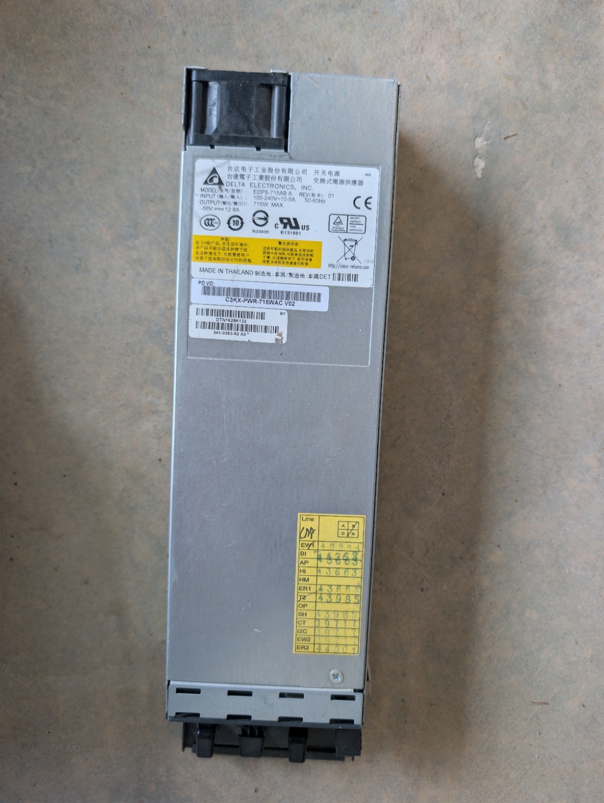 CISCO Delta EDPS-715AB A 100-240V 10-5A 50-60HZ 715W MAX"