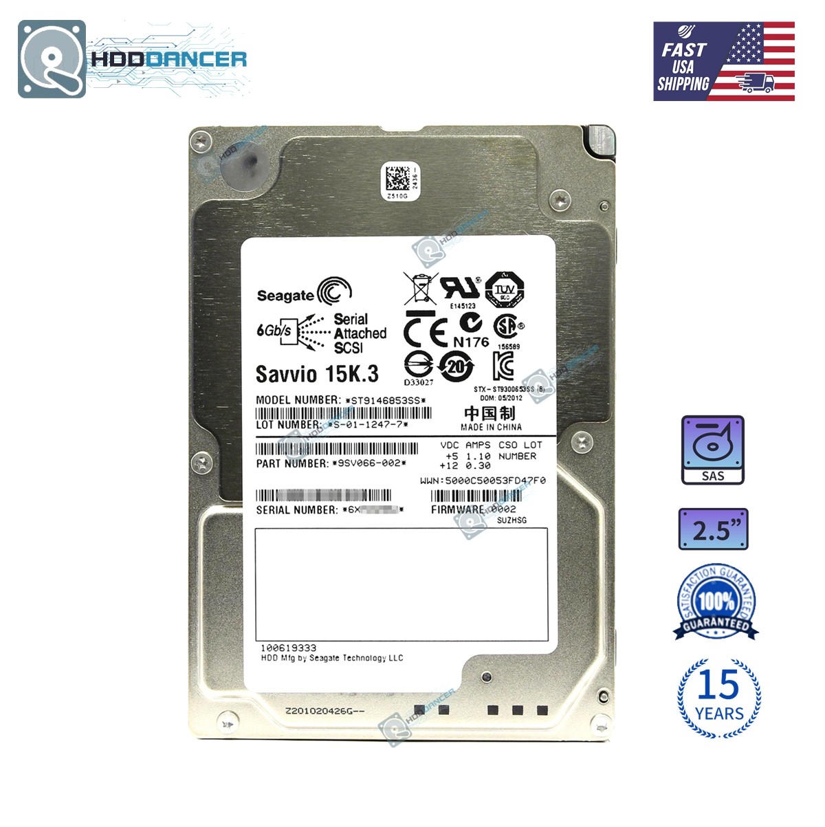 Seagate ST9146853SS Savvio 15K.3 146GB 2.5'' SAS 15K RPM 6Gb/s 64MB Hard Drive