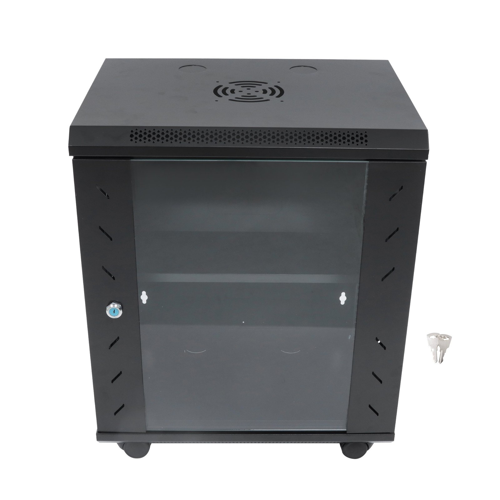 12U Wall Mount Server Rack 15.5" Deep Locking Glass Door & Panels