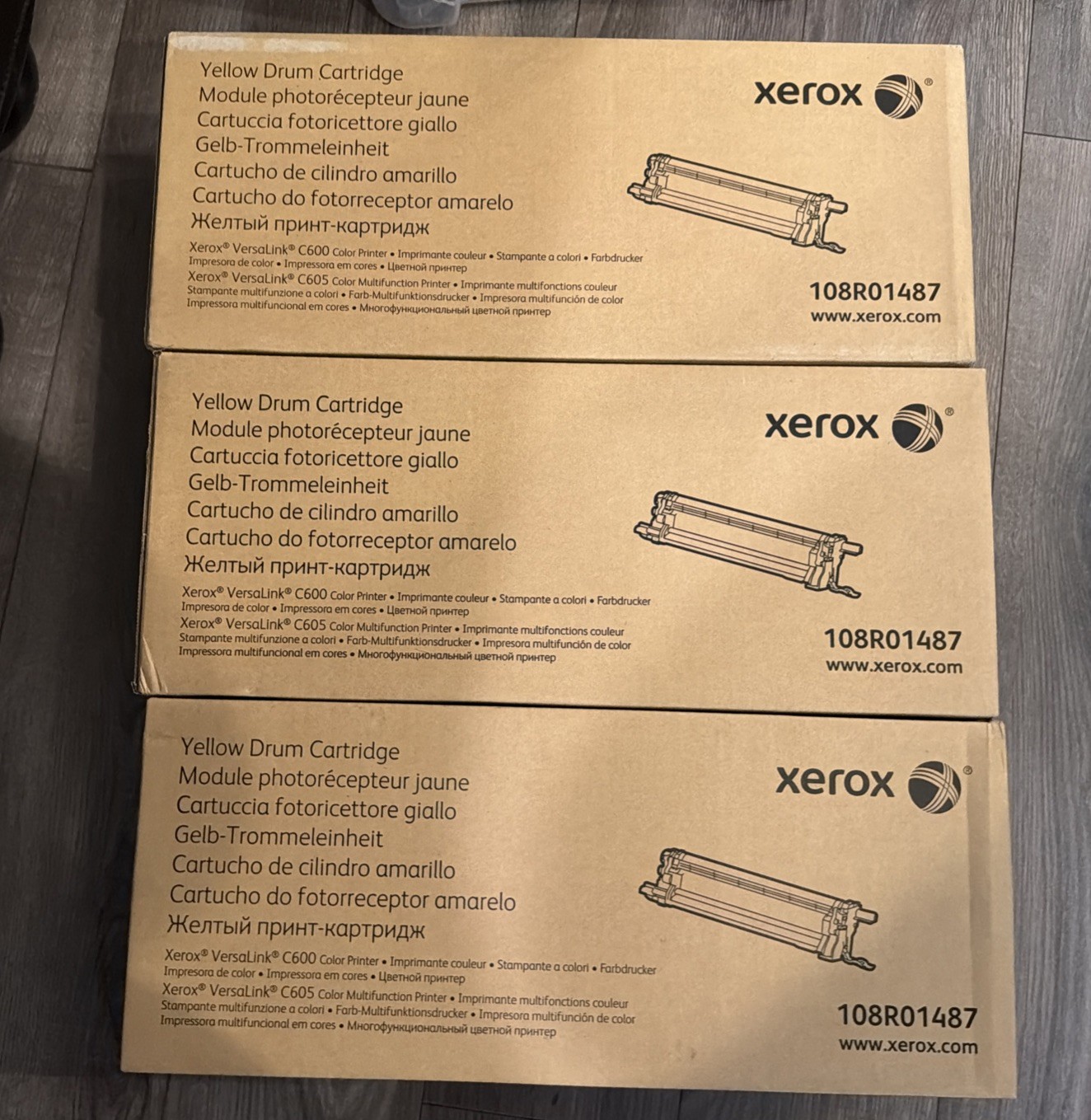 Lot of 3-New Sealed - Genuine Xerox 108R01487 Black Drum Cartridges