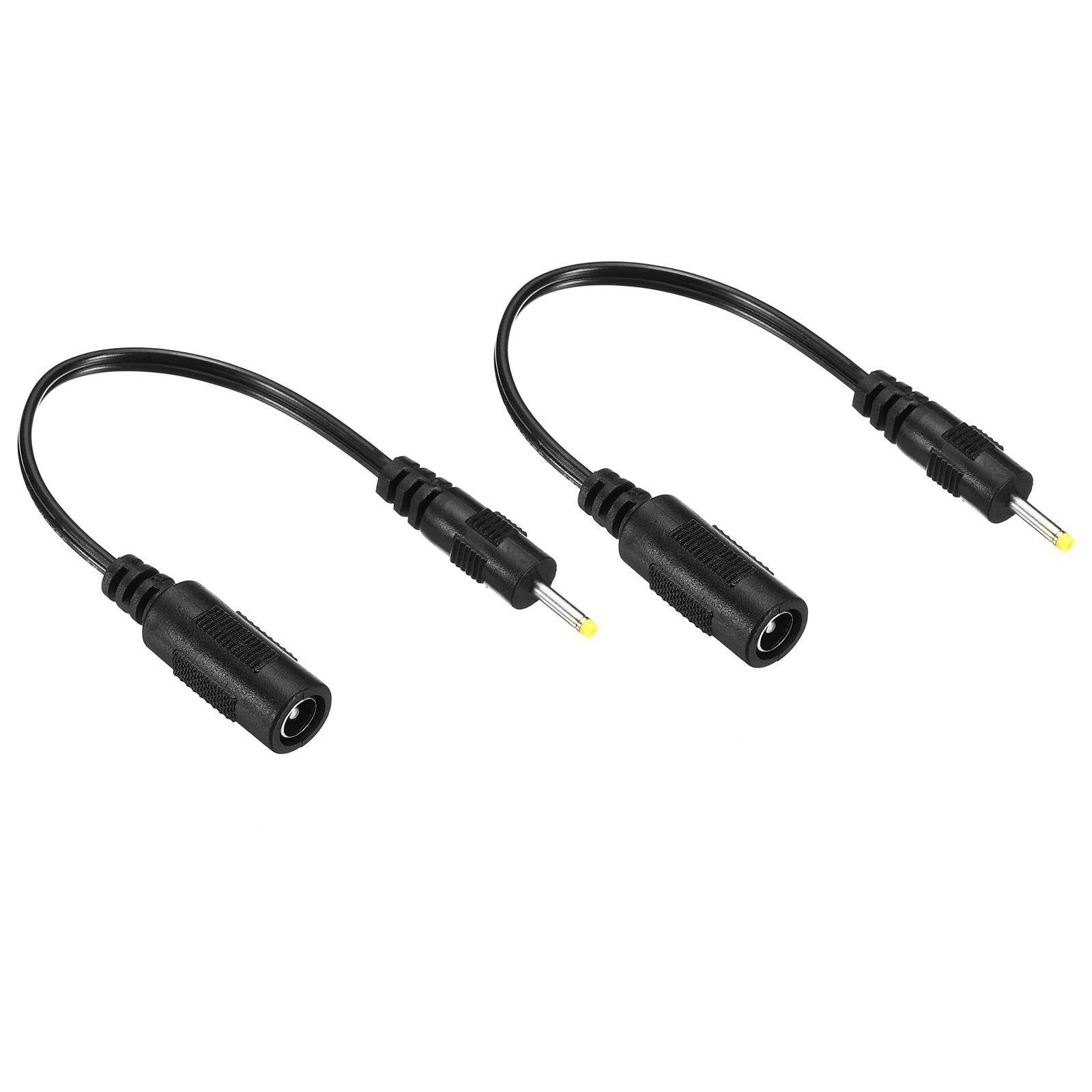 2Pack DC 5.5x2.1mm Female to 2.5x0.7mm Male Extension Cable Adapter Cord Black