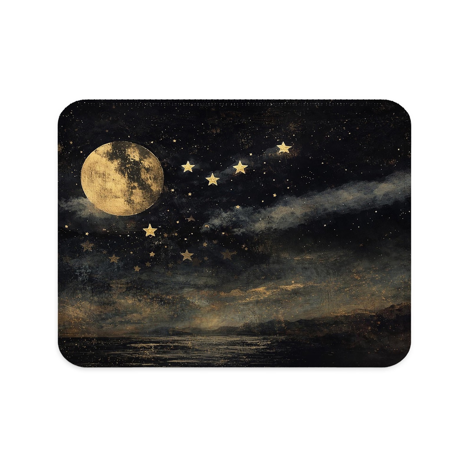 Gothic Celestial Moon Mouse Pad, Dark Academia Moody Gold Star and Moon Witch...