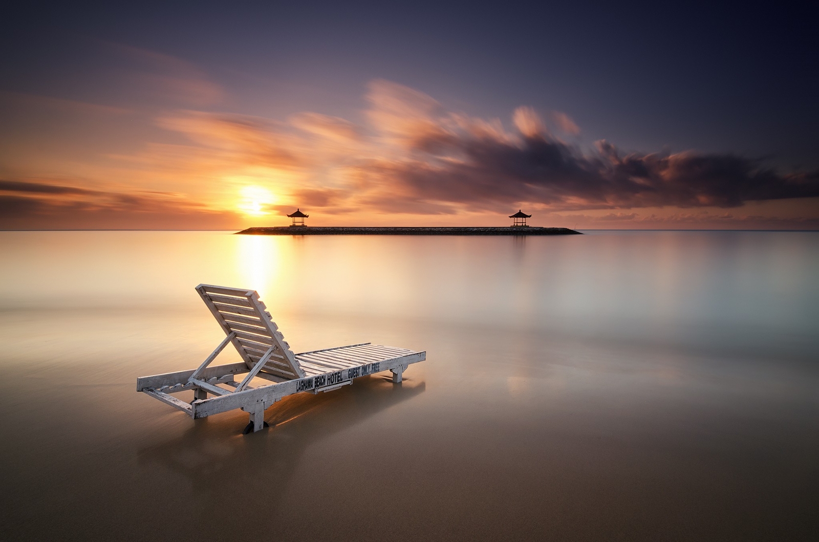 Landscape indonesia beach bali village sunset sea chair Custom Gaming Mat Desk