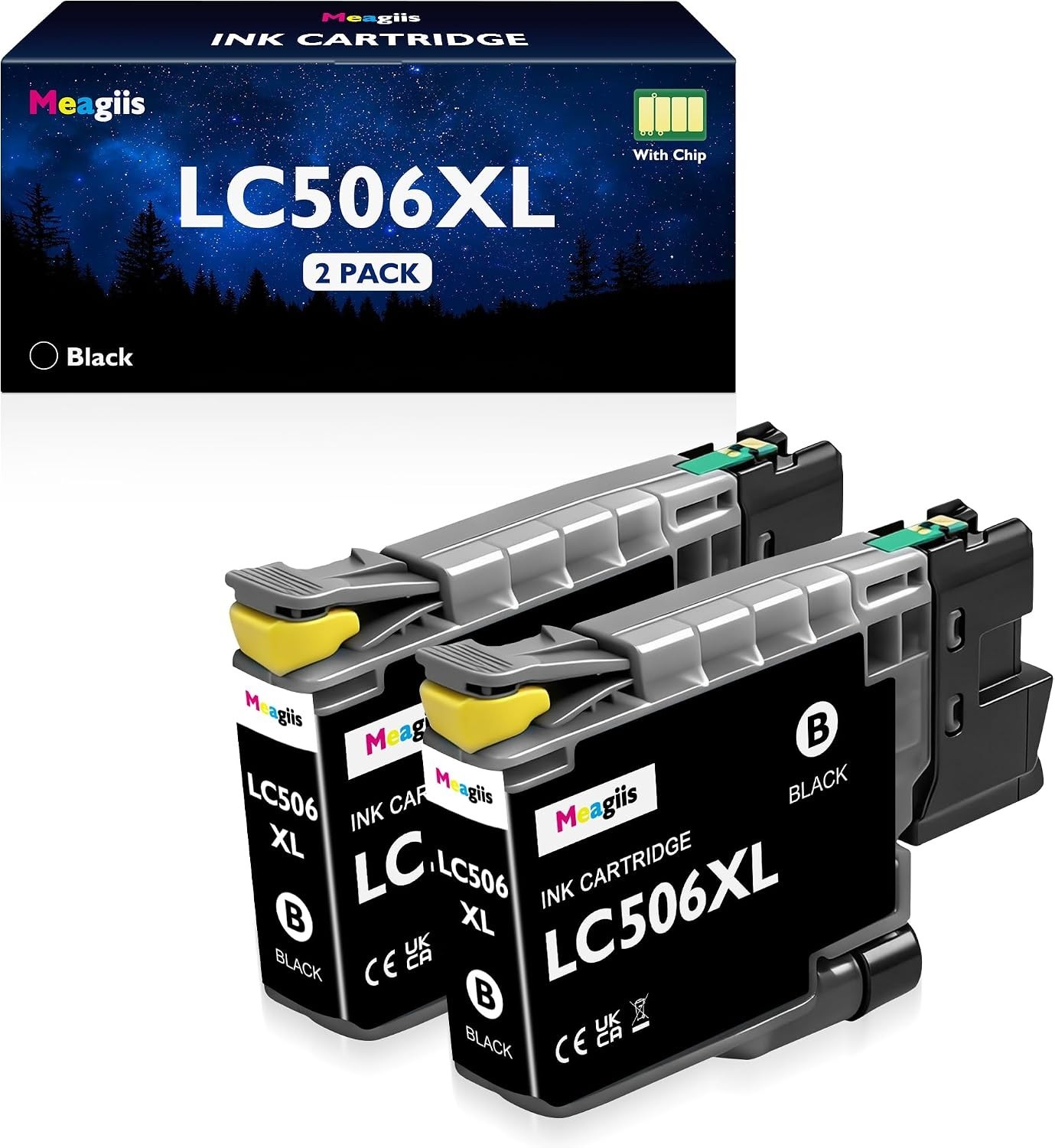 LC506 XL LC506XL Black Ink Cartridges 2-Pack Compatible for Brother