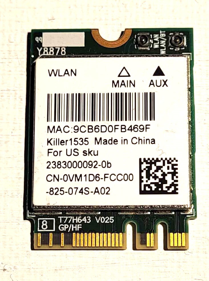 🔥🔥 DELL KILLER N1535 OEM (WIFI)  VM1D6 CN-0VM1D6 + Wireless Antenna