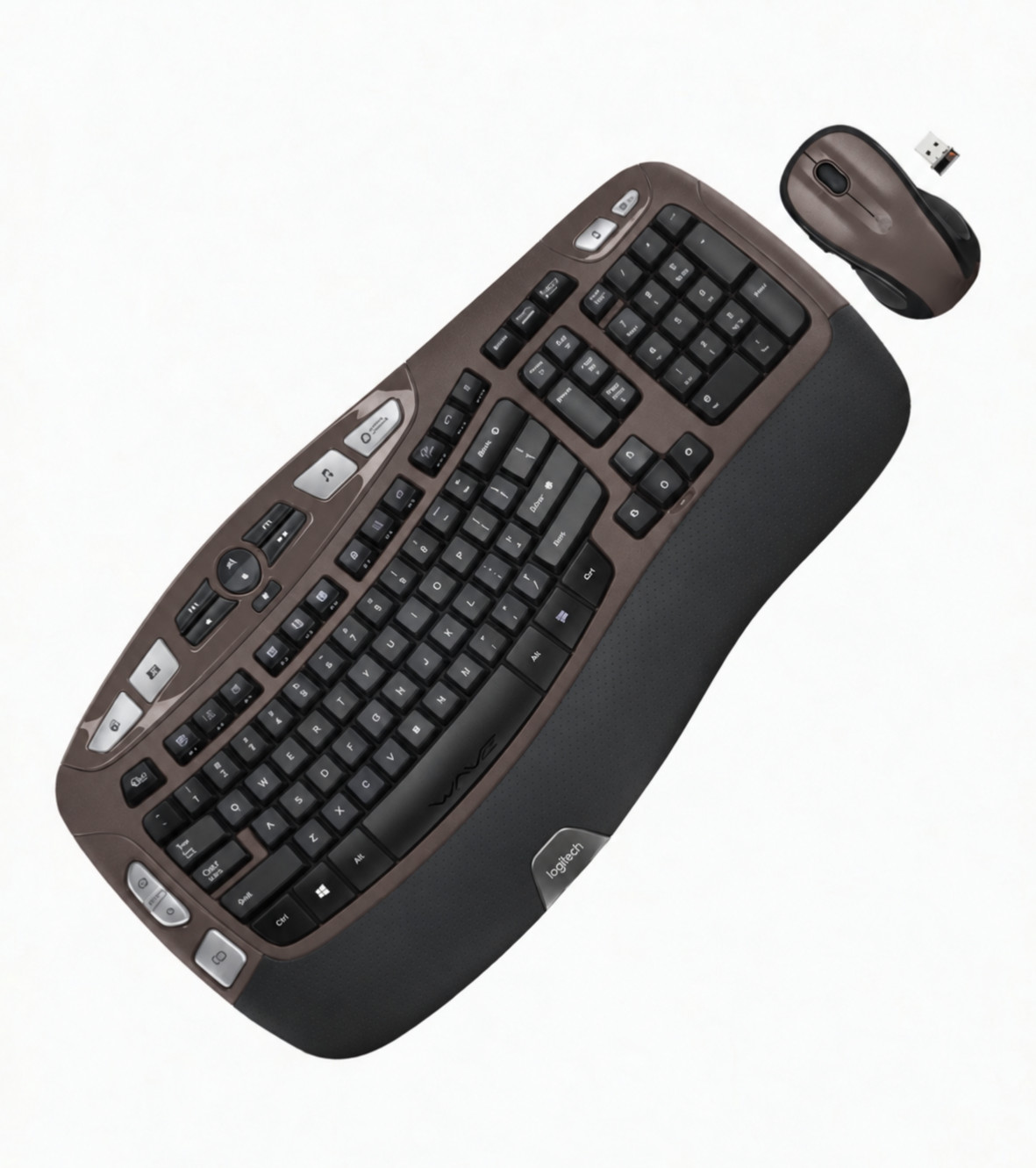Logitech MK550 Comfort Wave K350 Brown Wireless Ergonomic Keyboard M510 Mouse