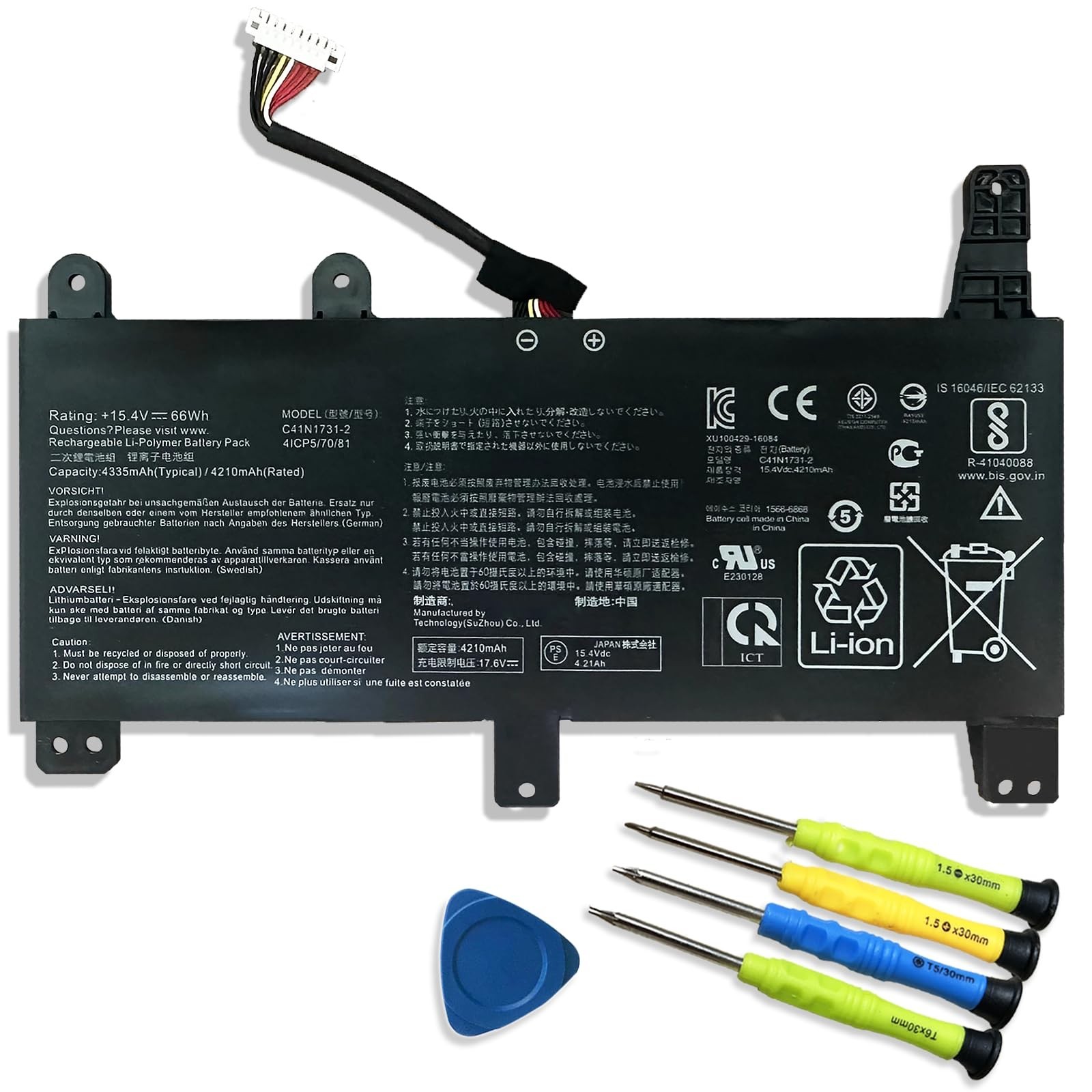 High-Capacity Laptop Battery Replacement for Asus ROG Strix G531GU G731GV 66Wh 4