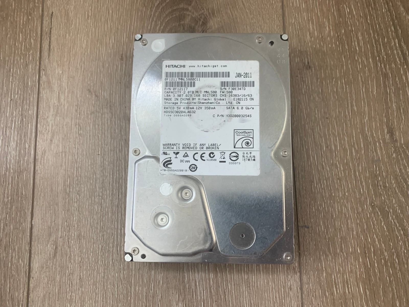 Hitachi Deskstar HDS5C3020ALA632 0F12117 2TB 3.5" Internal SATA 6Gb/s Hard Drive