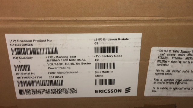 NEW ERICSSON / NORTEL NTGZ70BBE5 MFRM III 1900MHz RADIO NTGZ70BB