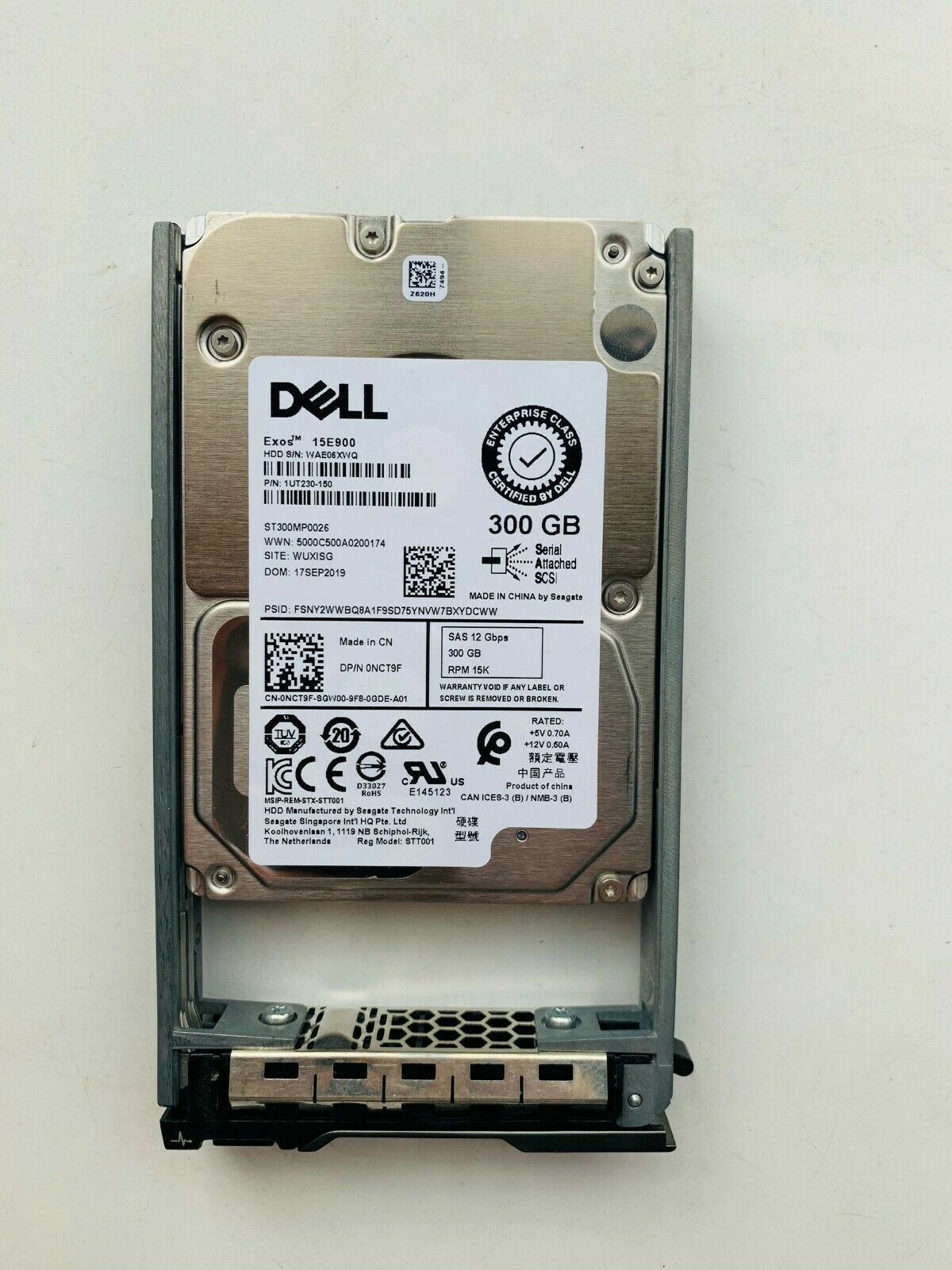 Dell NCT9F 0NCT9F 300GB 15K 12Gb/s 2.5" SAS HDD Hard Drive ST300MP0026 W Tray
