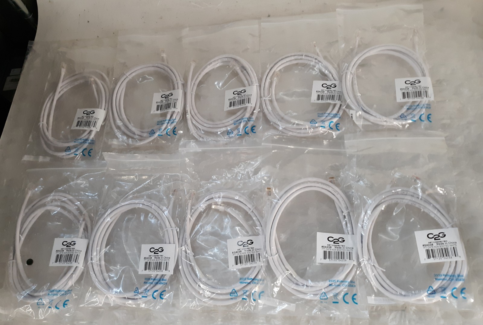 Lot of 10 C2G #04238 7Ft. Cat6 Non Booted Ethernet Network Cables NEW *SEALED*