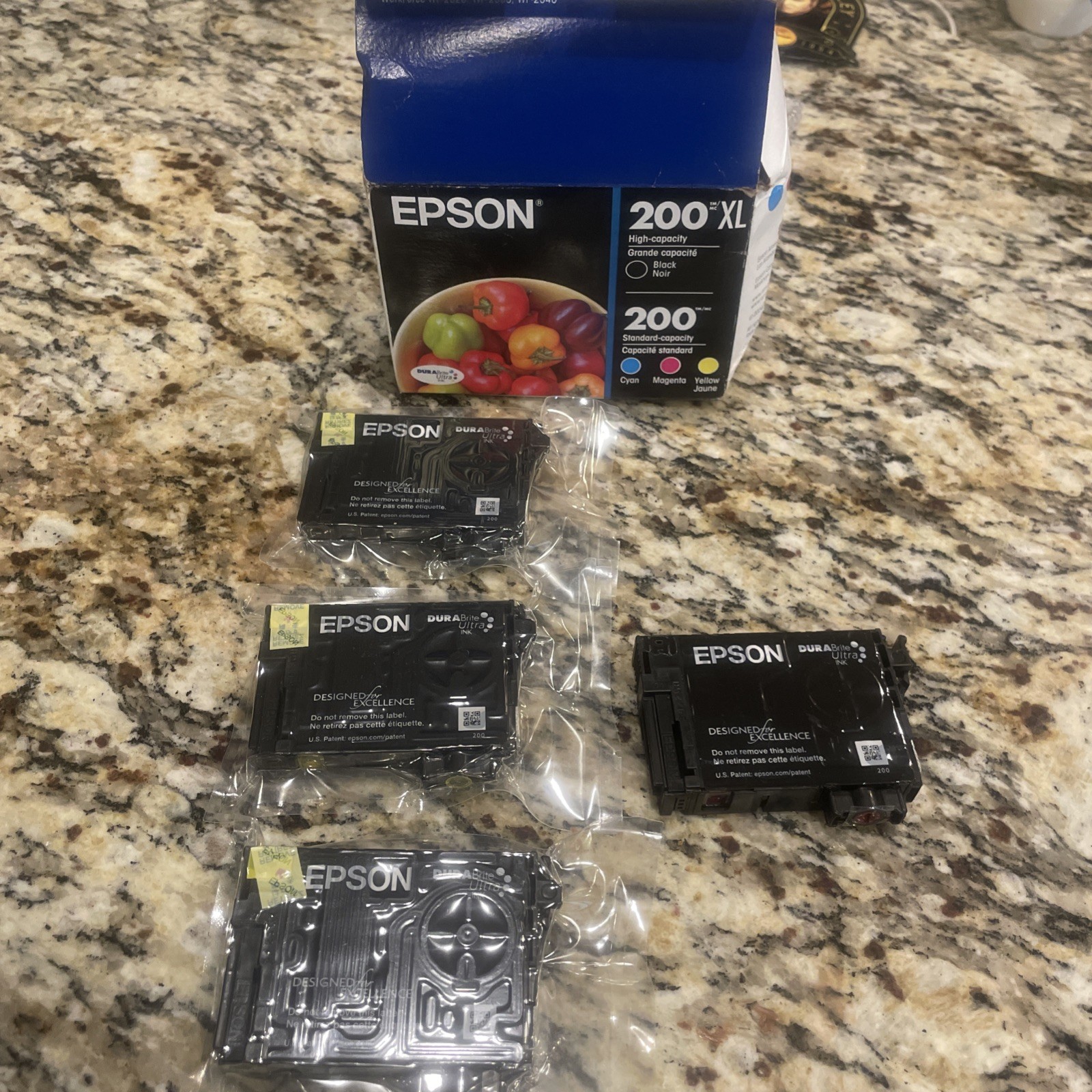 Genuine Epson 200XL Black and 200 C/M/Y Ink Cartridges Expired 2028 New Read