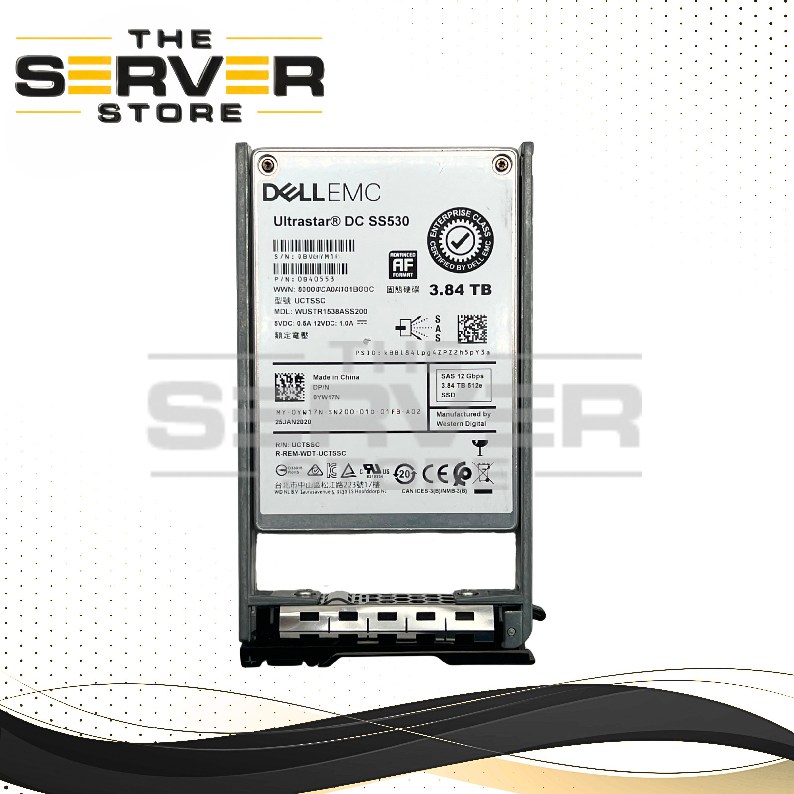 (NOB) Dell 3.84TB SAS 12G RI 2.5" SSD SS530 WUSTR1538ASS200 (G13th) 0YW17N YW17N