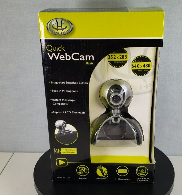 Gear Head Quick Web Cam Basic Model WC 3301 Open Box for PCs & Laptops IM Compat