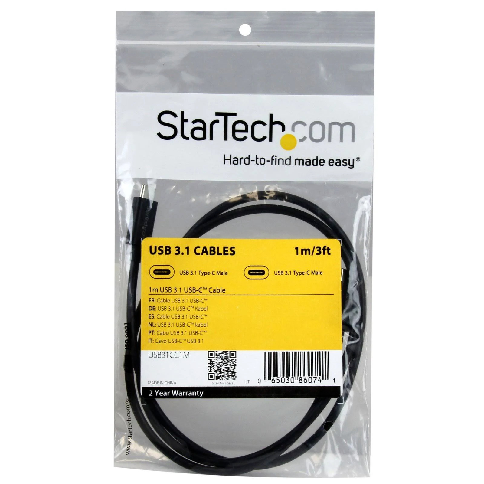 StarTech.com 3ft USB-C USB 3.1 Cable - M/M