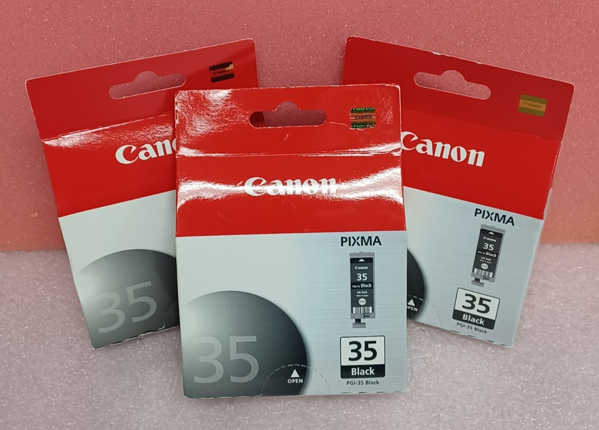 NEW/SEALED 3x Canon PGI-35 GENUINE Pixma Black Ink Tank Replacement Cartridges