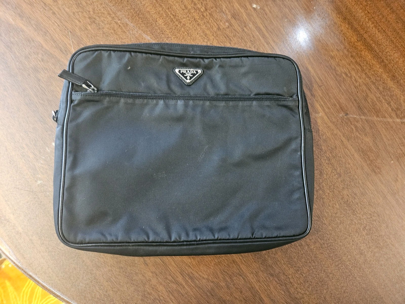 PRADA Milano Black Nylon 13" Laptop Sleeve Case Padded Zip-Around Authentic