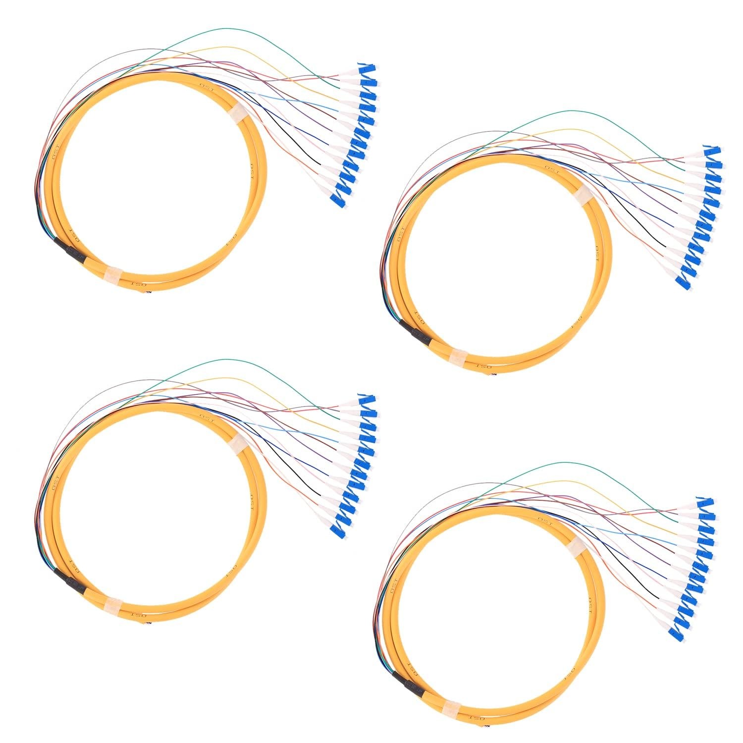GESD 4Pcs 1.5 Meter 12 Strand SingleMode 9/125 LC-UPC Fiber Pigtail, 12 Color...