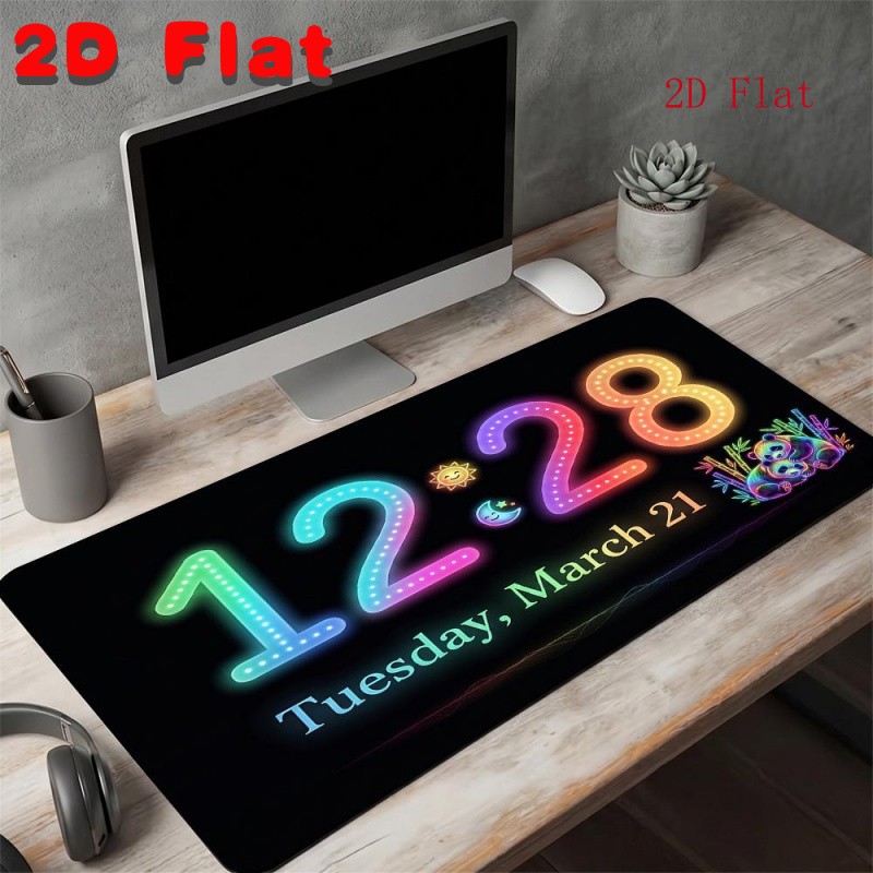 Extra-Large Thickened Non-Slip Gaming Desk Mat & Mouse Pad with Neon Digital C