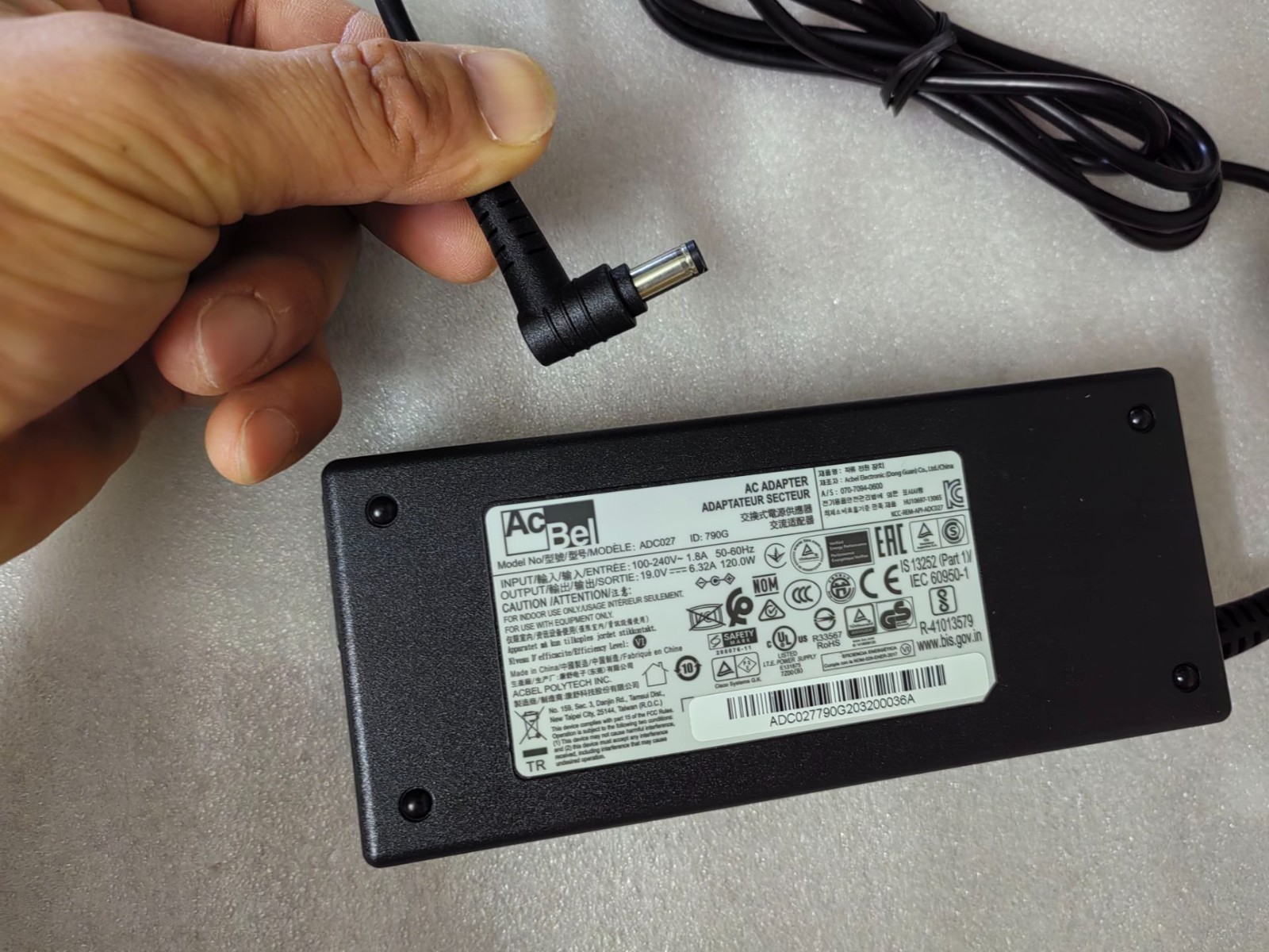 New Genuine AcBel 120W 19V 6.32A ADC027 for DeskMini B660 Mini PC AC Adapter
