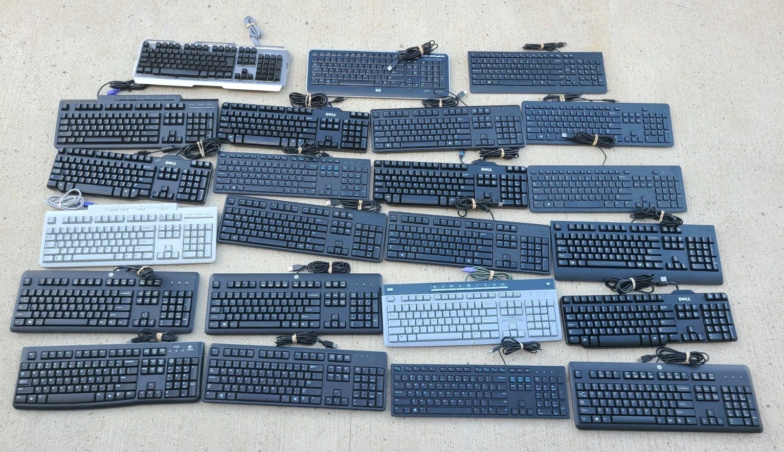 Wired USB Keyboard Mixed Lot Of 23 (TESTED)