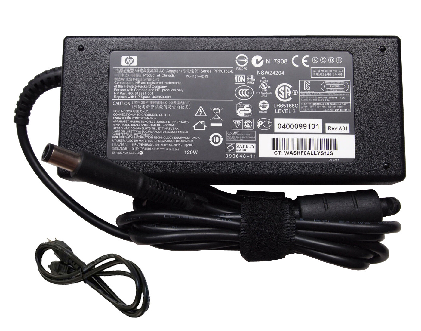 Genuine Original HP/Compaq 120W Smart AC Adapter Charger Power Supply Cord