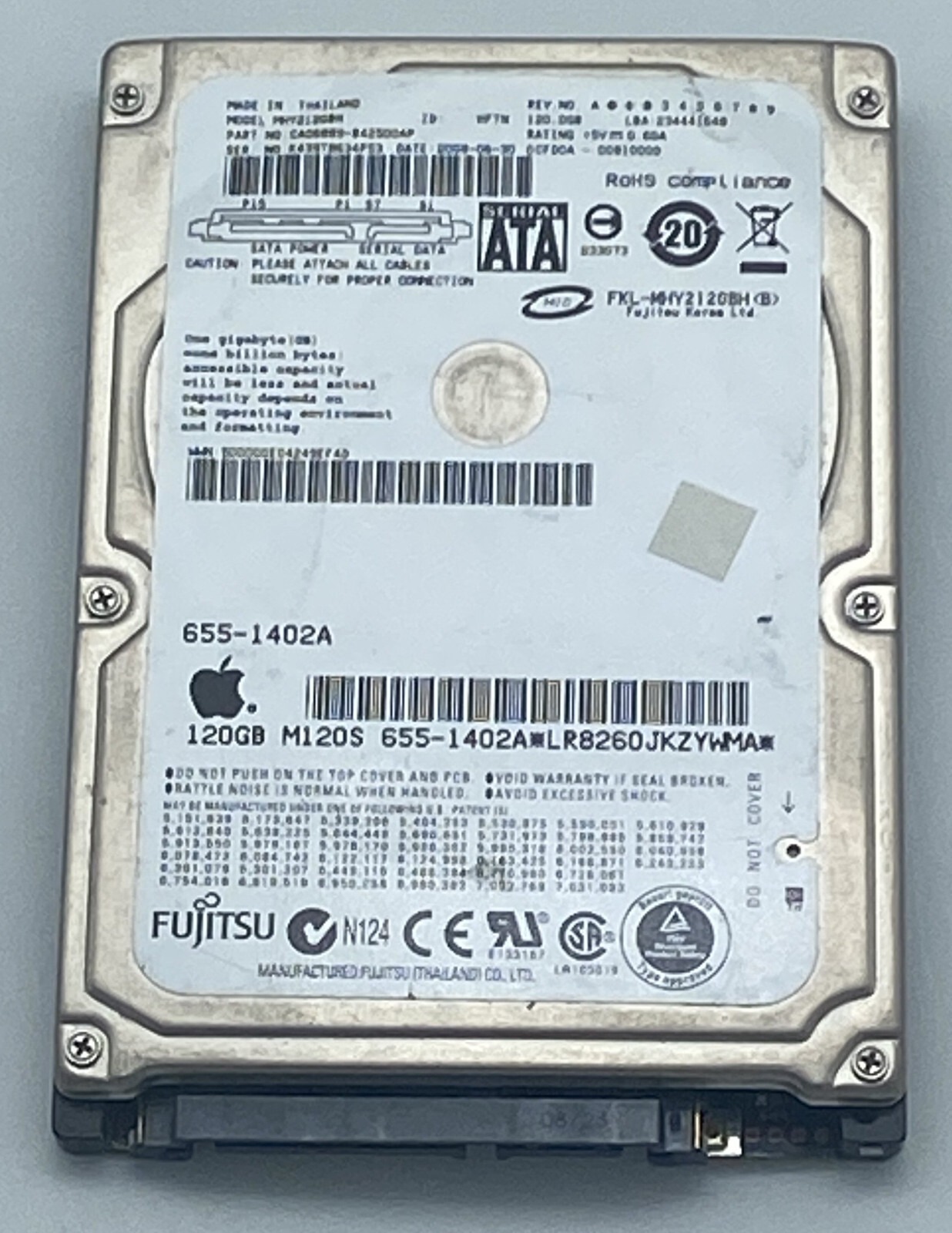 Fujitsu Apple MJA2160BH HDD 160Gb PN-CA07083-B63200AP ID HTTN Tested SATA HDD