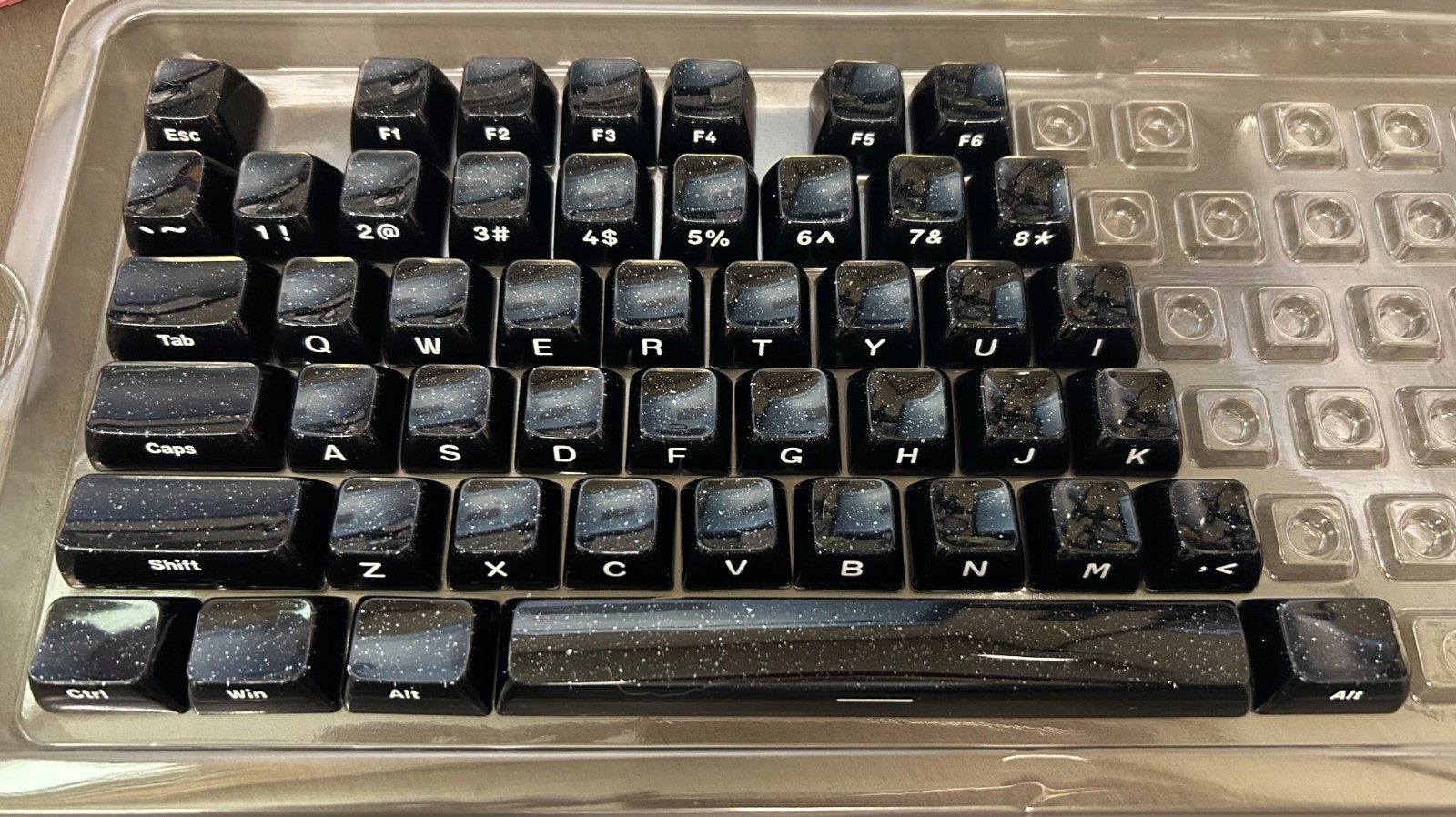 Spare Keycaps - (Sparkly Black Jelly Themed) - Keyboard keycaps.