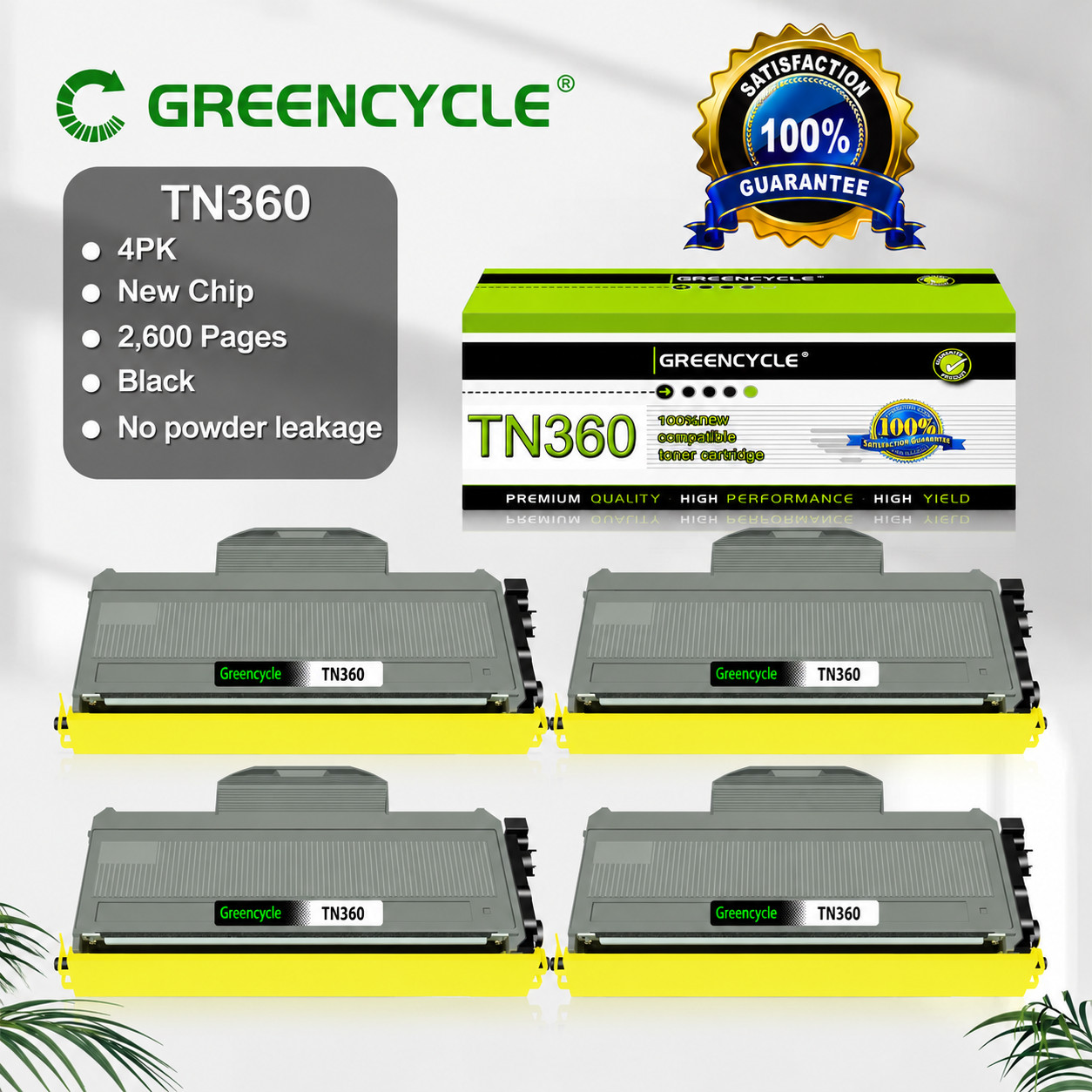 4PK Black TN360 Toner Cartridge For Brother MFC-7345N MFC-7440N MFC-7840W 7320