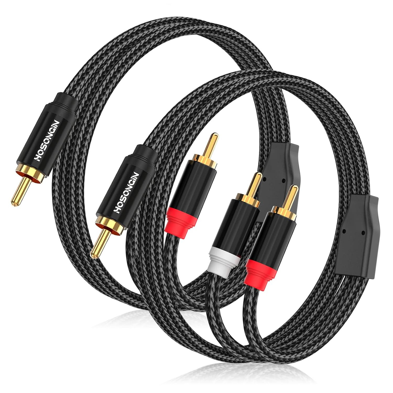 RCA Y Splitter Cable, 3.3Ft, 2Pack, 1 Male to 2 Male Audio Cable, Gold-Plated, N