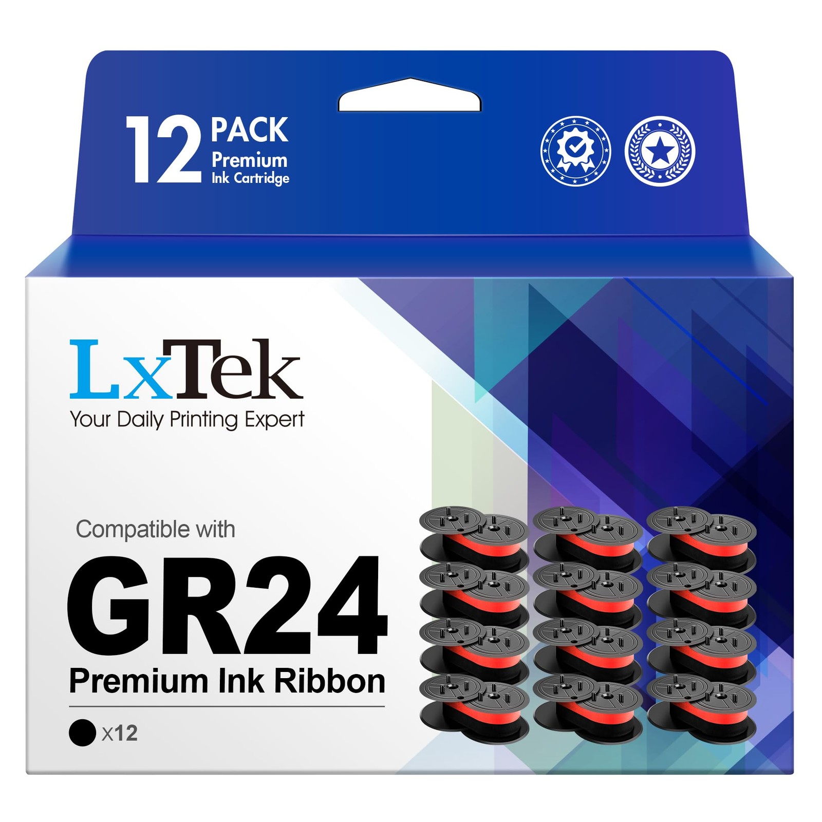 GR24 Twin Spool Calculator Ribbon Black Red Fits Sharp El 1197 P III 12 PCS