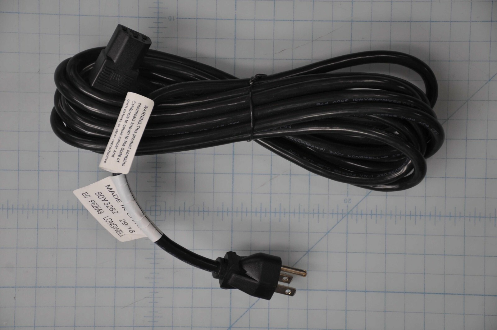 13' Feet Right Angle Computer Power Cable Cord New Longwell 80Y3282