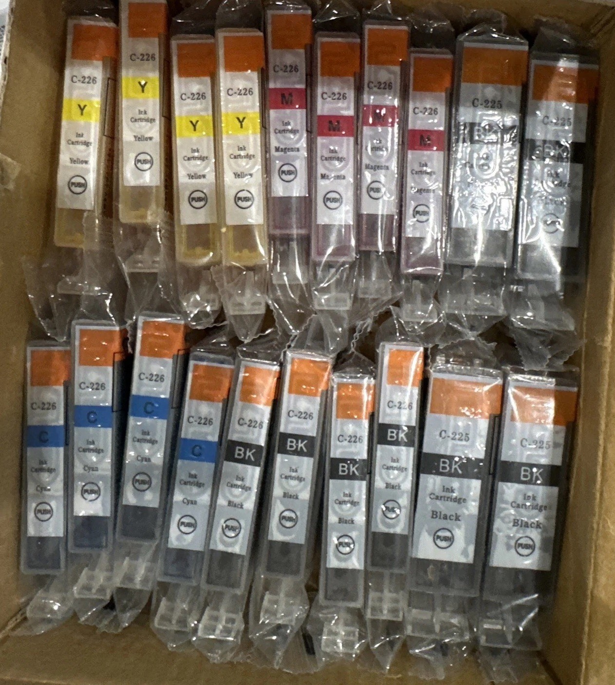 LOT Of 20 Canon Compatible C-225BK C226BK C226M C226C Ink Cartridges