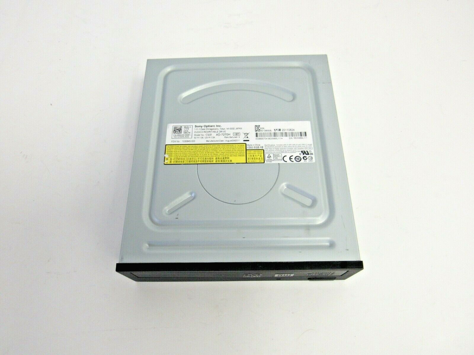 Dell 8MJHX Sony Optiarc DVD±RW DL Black SATA Drive AD-7270H     74-3