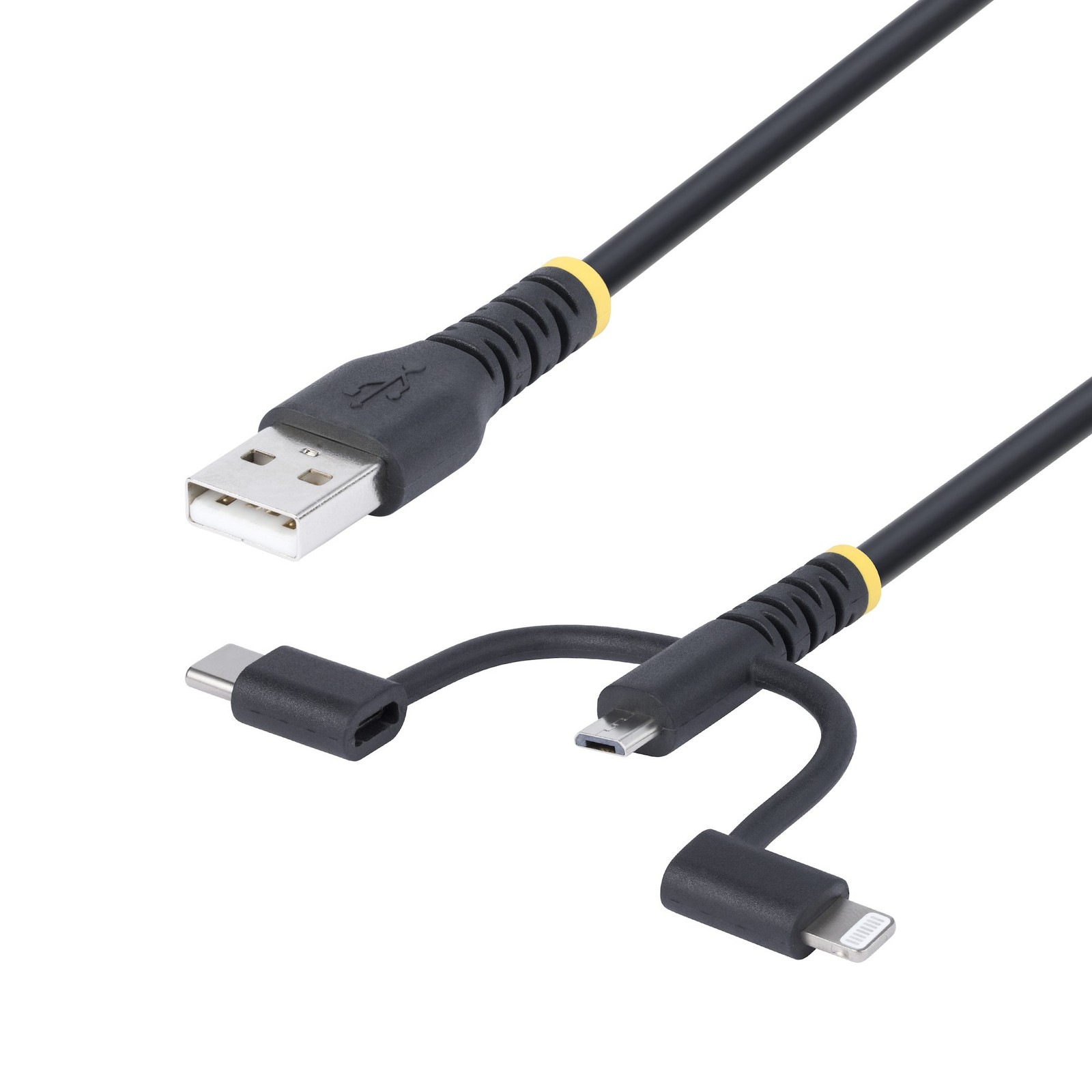 StarTech.com 3-in-1 Rugged USB Charging Cable, 1m, MFi